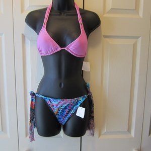 Xhilaration Jr String Bikini Swimsuit sz XS  XSmall Purple top Paisley bottom